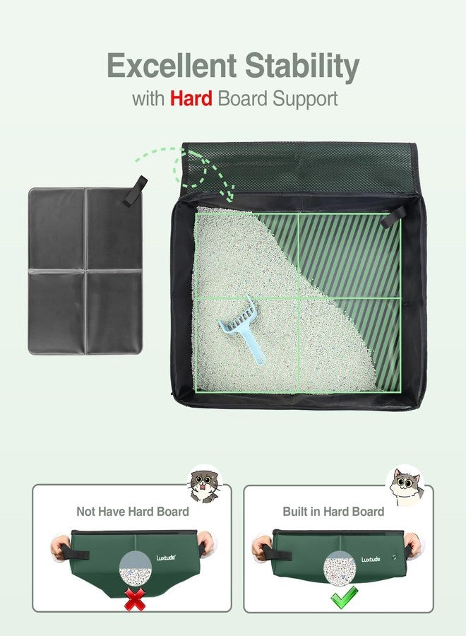 لوكس تيود صندوق فضلات القطط المحمول من لوكستود، مقاوم للماء والروائح، قابل للطي مع غطاء، شكل متين وقاعدة صلبة للاستخدام في السيارة والفندق والأماكن الخارجية (أخضر، متوسط) - Image 3